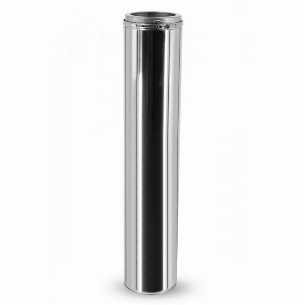 Edelstahlschornstein Längenelement 1000mm I Zubehör für Kamin und Ofen I ø 150 mm I Optimale doppelwandige Isolierung I Oskar