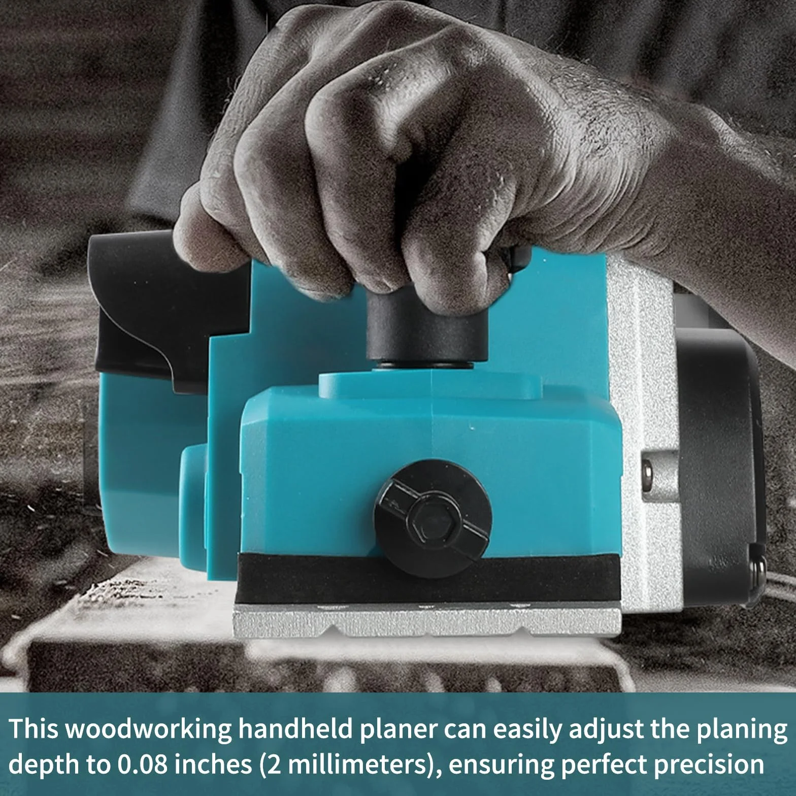 Akku Hobel mit Handschuhe Kompatibel mit Makita 18V, Kabellose Elektrische Hand-Planer Randhobel, 16500 U/min, 82mm Hobelbreite, 0-2mm Tiefeneinstellung für Holzbearbeitung (ohne Batterie)