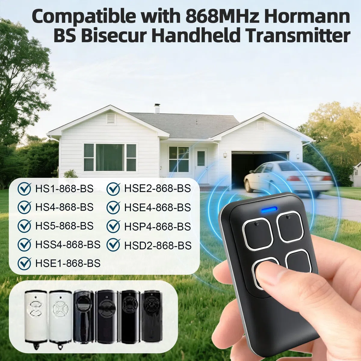 Garagentor Fernbedienung 2 Stück 868MHz Kompatibel mit Hörmann Handsender BS Bisecur HSE1 HSE2 HSE4 868 BS | HS1 HS4 HS5 HSS4 HSP4 HSD2 HSZ 1 868 BS Garagentoröffne Fernbedienung
