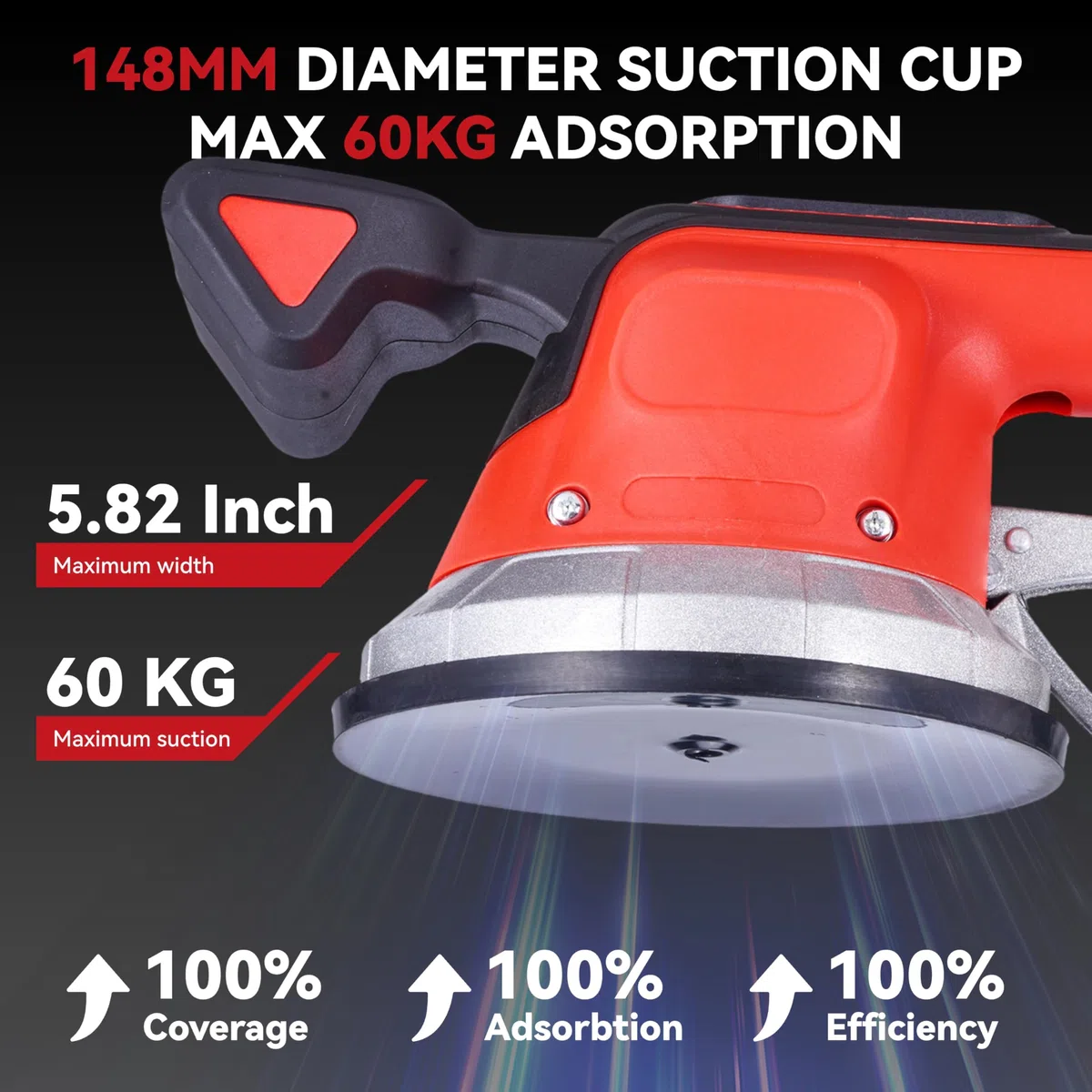 ONEVAN Fliesen Vibrationsgerät, Akku Fliesenrüttler 10-Gang, 60kg Adsorption für 150 x 150 cm Fliesen, Elektrische Fliesenvibrator mit LCD-Digitalanzeige und Wasserwaage (2 x 2.0Ah Akkus)