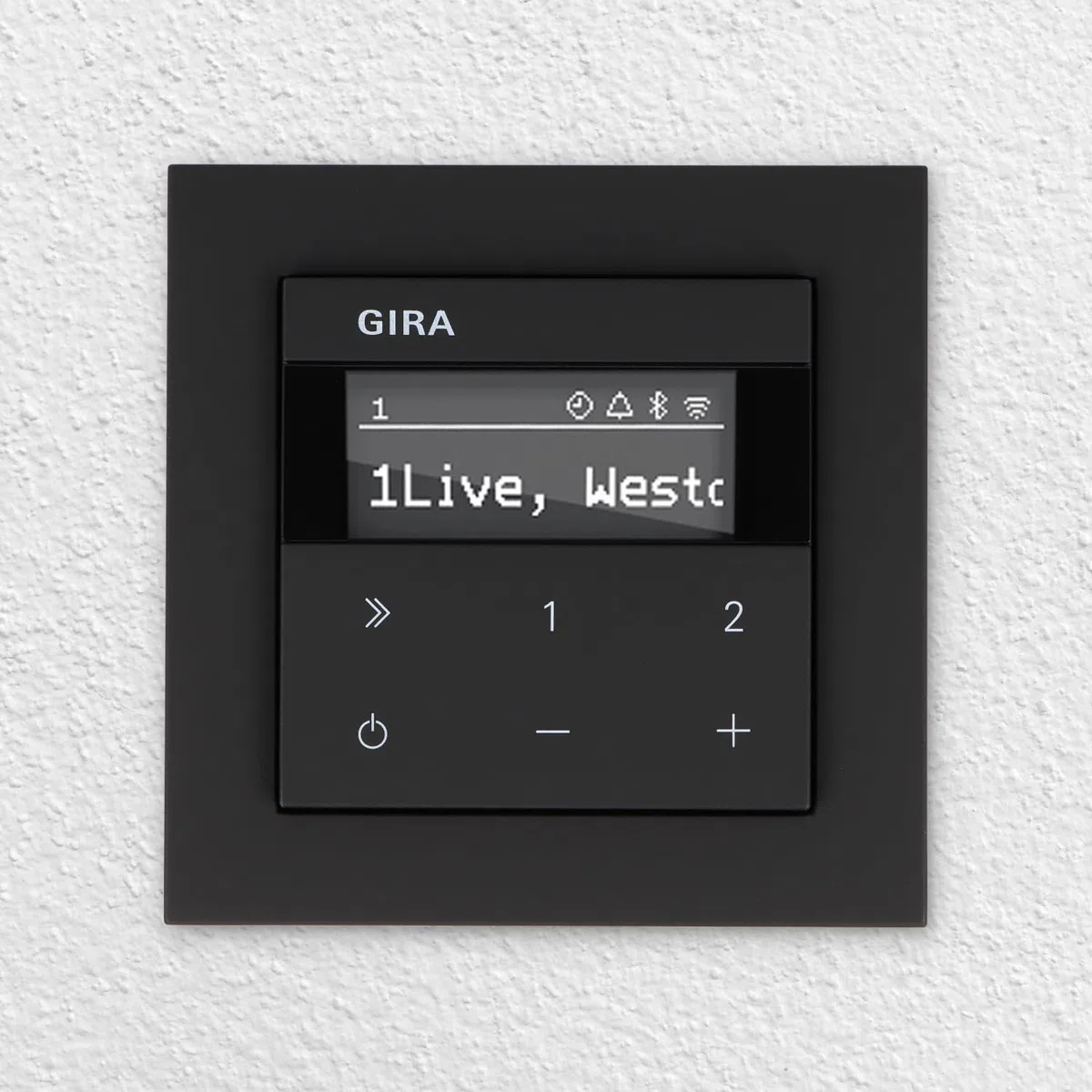 Gira Unterputz IP Internetradio 232003 + Bluetooth - E2 schwarz matt mit 1fach Rahmen Gira 021109 inkl. EBROM Phasenprüfer zur Montage des Geräts