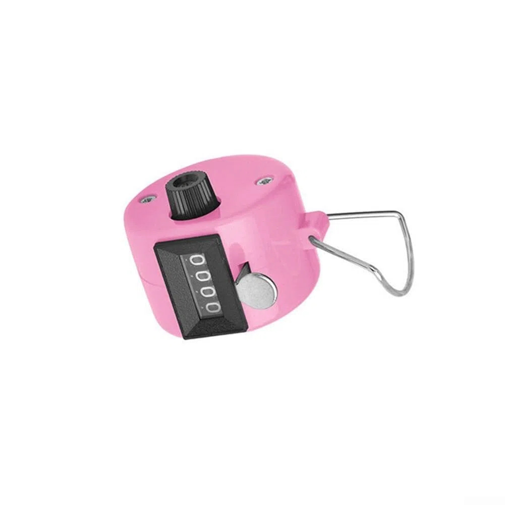 Mechanischer Zähler mit 4 Ziffern für manuelles Hochstellen, Metall-Handklicker mit 0000-9999 Reichweite, Edelstahl, tragbarer Personenzähler für Veranstaltungen, Schulen, (1 Stück, Rosa)