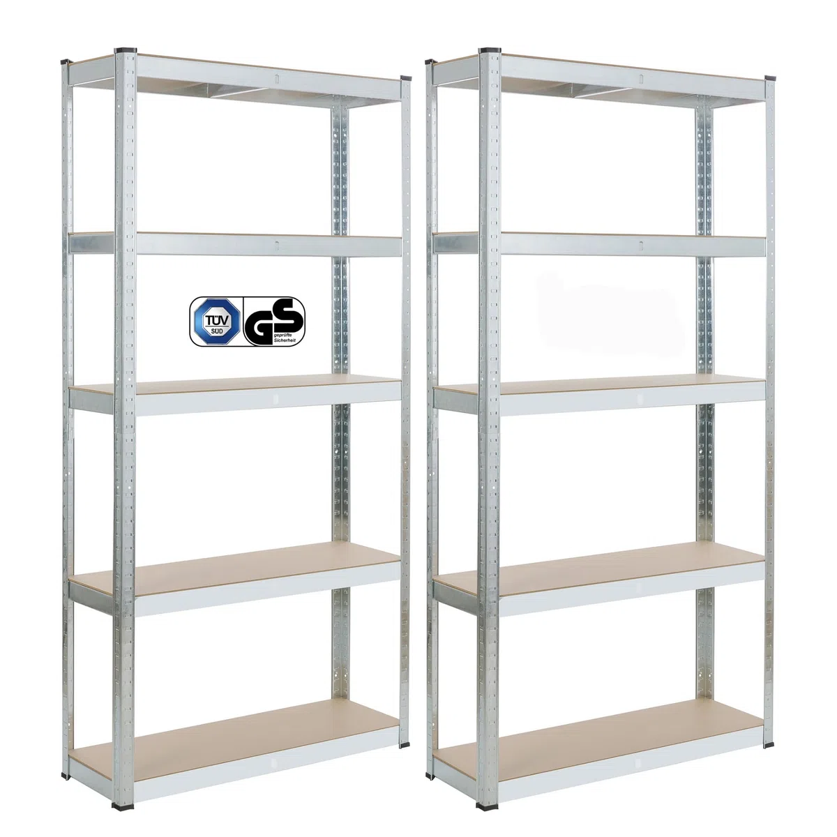 Arebos Schwerlastregal 2er Set | 180x90x30cm | 875kg Tragkraft | 5 MDF-Platten | Einfache Montage durch Stecksystem Regal Lagerregal Kellerregal Steckregal Werkstattregal | verzinkt