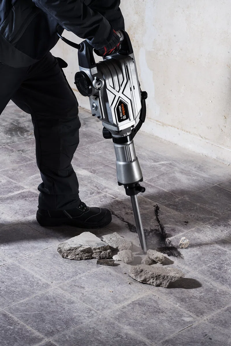Meister Stemm- und Abbruchhammer 1700 W, MDH1700-1 - SDS-Hex Aufnahme - 50 Joule Schlagenergie - Antivibrationsgriff - Mit Flach- & Spitzmeißel / Stemmhammer im Werkzeugkoffer / Meißelhammer / 5452980