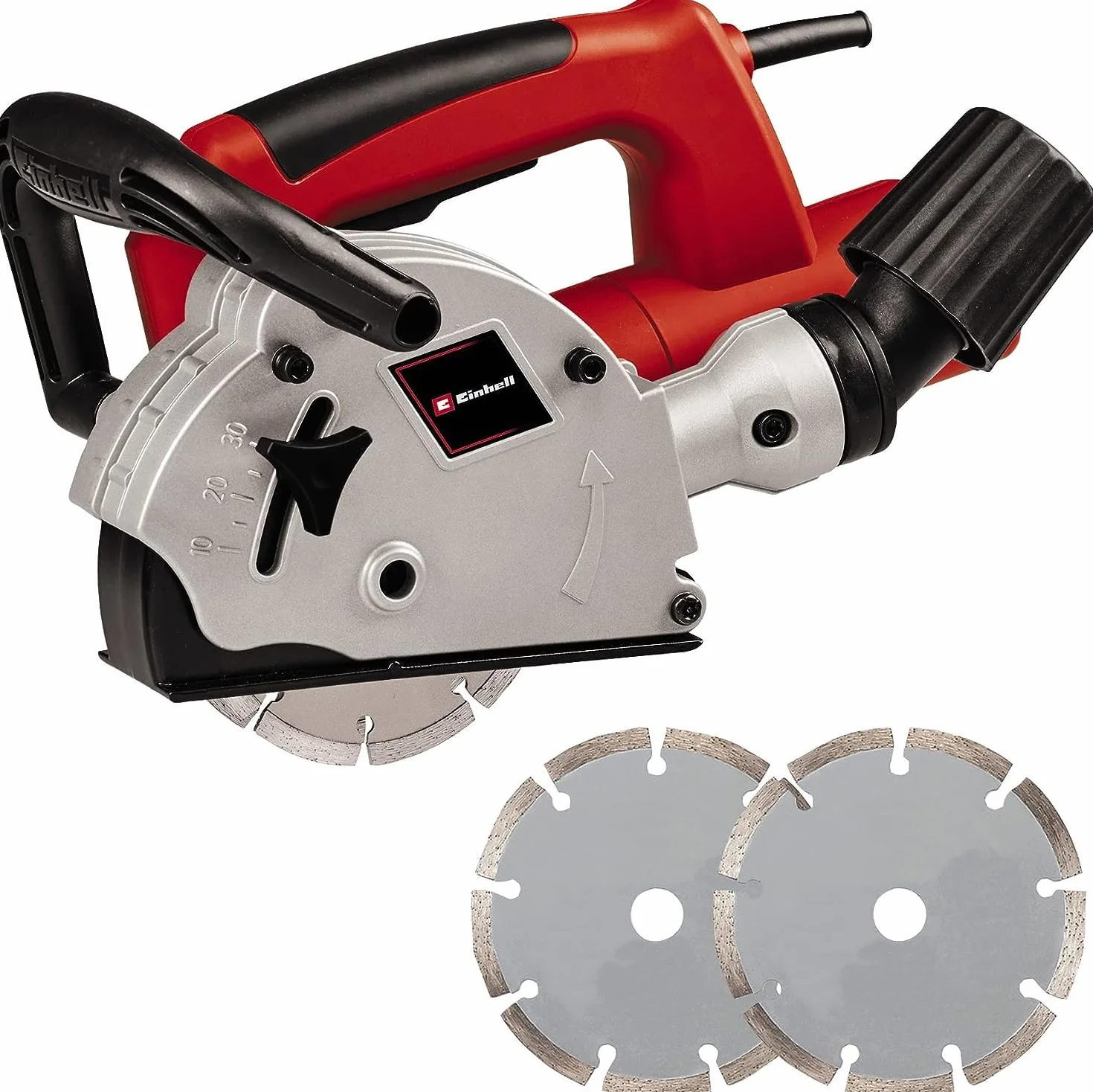 Einhell Mauernutfräse TC-MA 1300 (1.320 W, Leerlaufdrehzahl 9.000 min-1, max. Nutbreite 26 mm, max. Nuttiefe 30 mm, Spindelarretierung, inkl. 2x Trennscheibe Ø 125 mm)