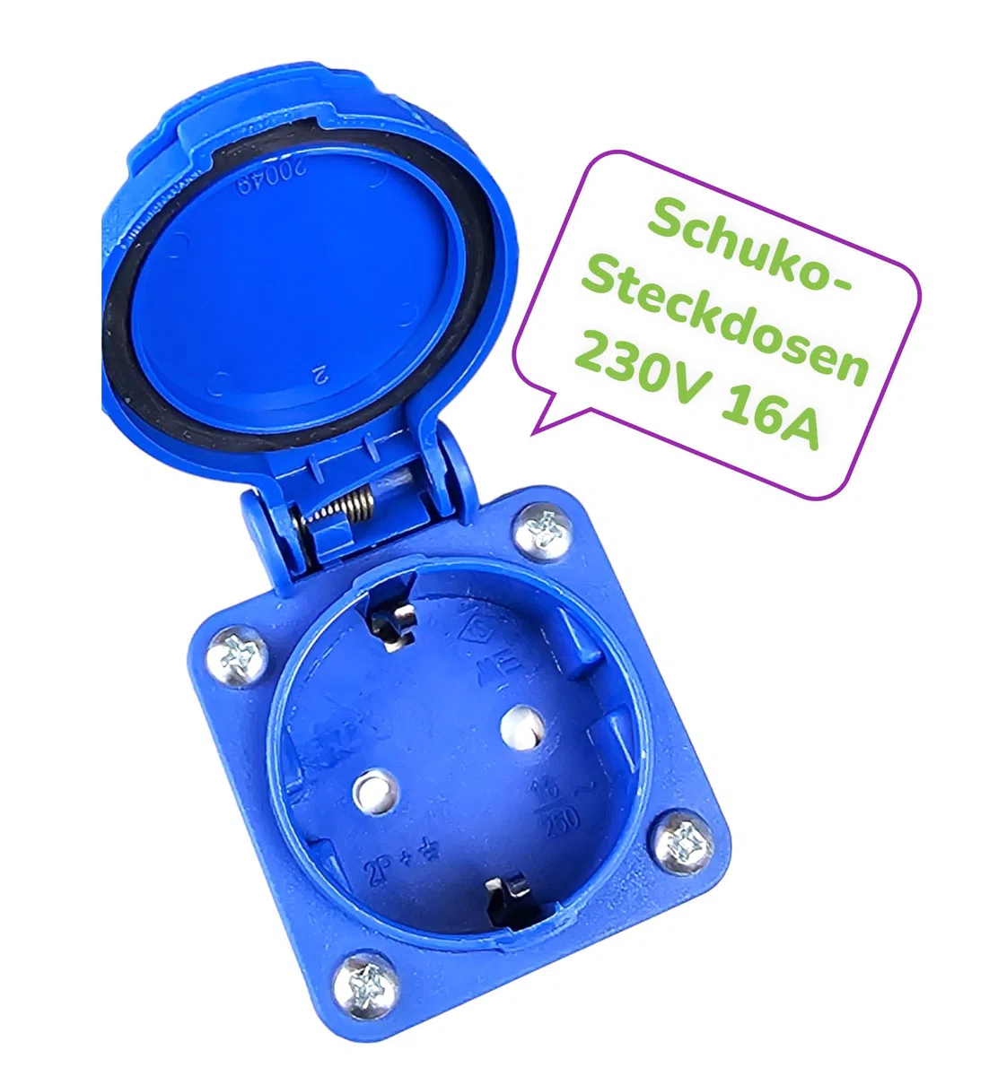 RoadEu - Stromverteiler 230V. 4x Schuko Steckdose mit Sicherungsautomat 16A. Baustromverteiler 16A mit FI Schalter. Steckdosen integriert mit Sicherungskasten. IP54 Wandverteiler - Aussen Wasserdicht