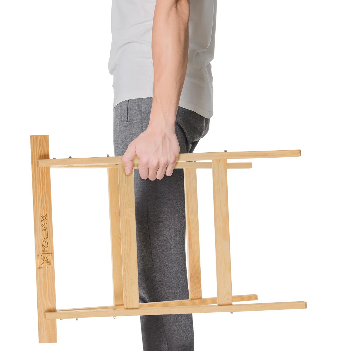 KADAX Klappbarer Arbeitsbock aus hochwertigem Holz, Klappbock mit Einer Tragkraft von 150 kg, Montagebock für Werkstatt und Bauprojekte, Gerüstbock (2 Stück)