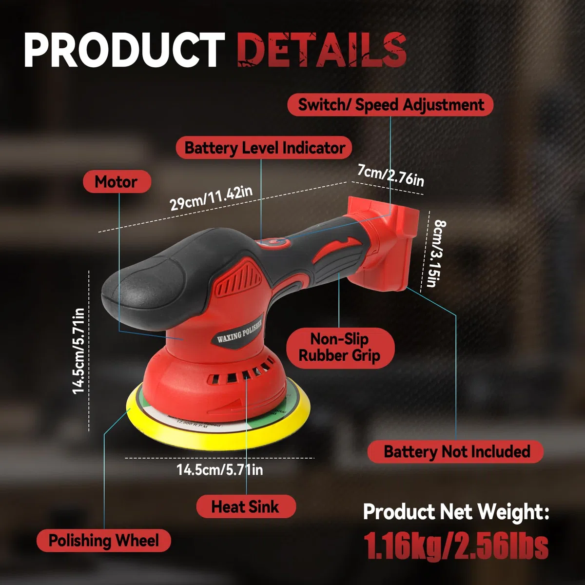Kabelloser Auto Poliermaschine für Milwaukee, bürstenloses 6-Zoll-Auto Politur-Set, 8 variable Geschwindigkeiten, 5500 U/min Exzenterpolierer für Auto-Detailing, Wachsen Kratzerentfernung (ohne Akku)