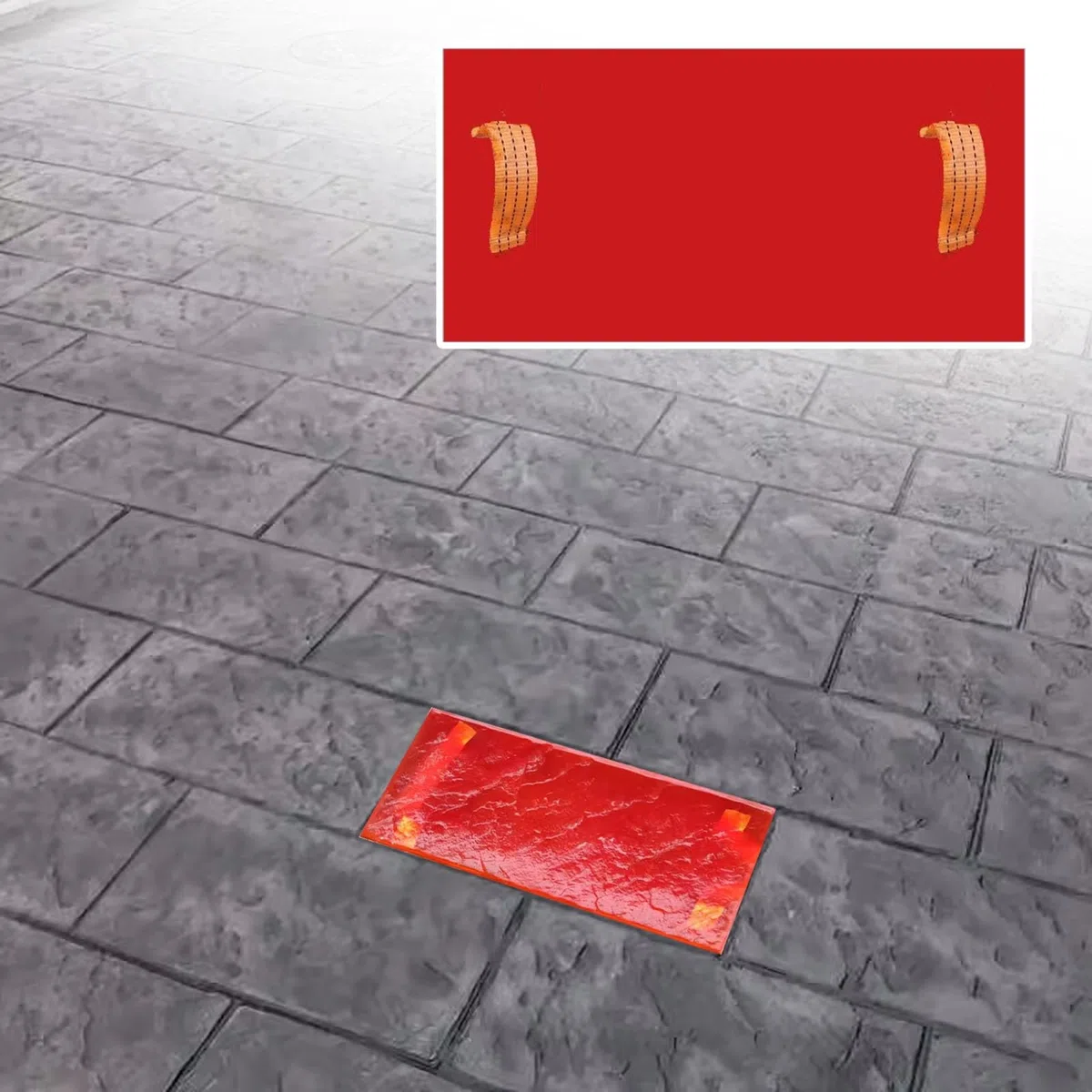 Beton Stempel Matten Betonformen Texturierungsmatten mit Griff, Outdoor -Steinfliesen Dekorative Polyurethanmatte, Flexible Böden Zementdruckform Zum Erstellen von Muster