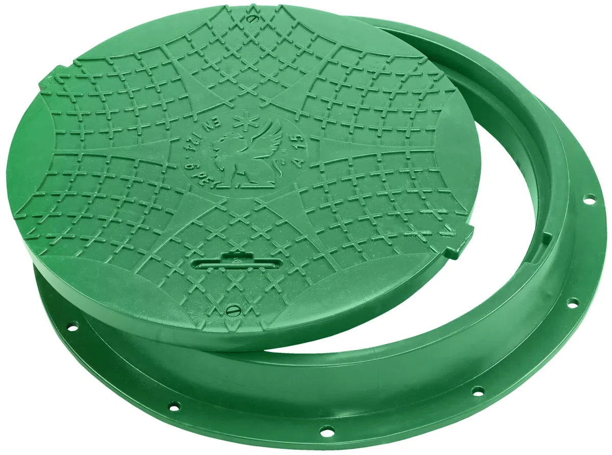 BABYLONPLAST Schachtabdeckung, Schachtdeckel DN600/800, 15kN - Hochbelastbarer Kunststoff Kanaldeckel, Ø 600/800mm, 1500 kg Belastung, mit Sicherungssystem, Frost- und Witterungsbeständig (Grün)