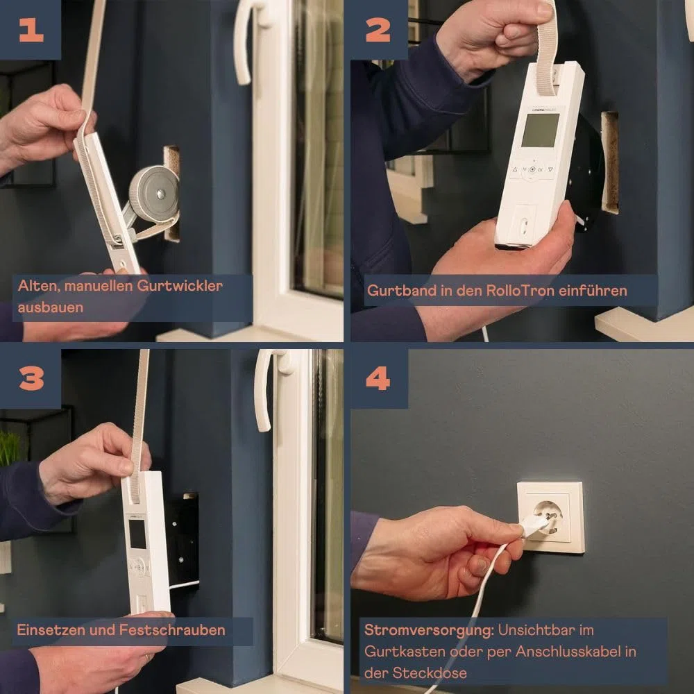 Home Pilot - Gurtwickler Premium Rollladenantrieb mit umfangr. Automatikfunktionen. Elektrischer Gurtwickler | Nachrüstung | Unterputz - 10172345