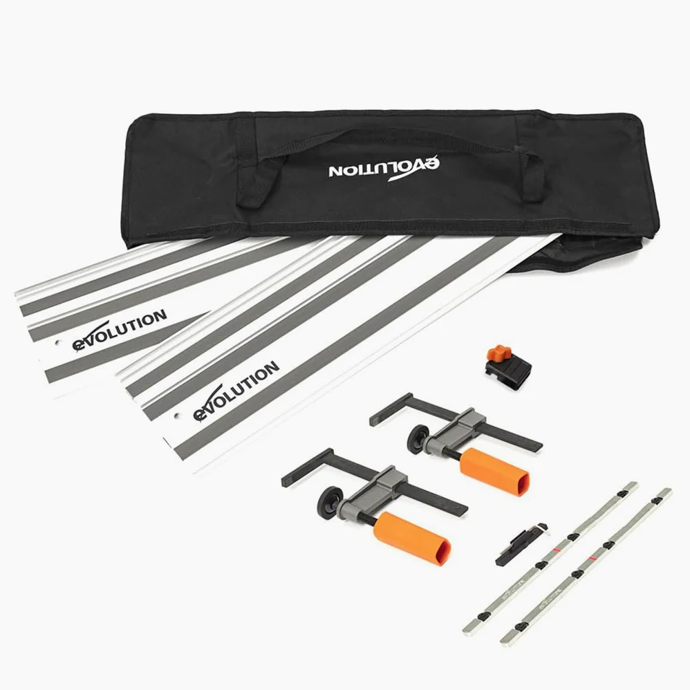 Evolution ST1400-G2 Führungsschiene Kreissägen Universal passend für die meisten Marken Makita, Metabo Bosch, Festool, 1,4m (2 x 700 mm ) Selbstausrichtende Verbindungsschienen, Endanschlag-Zubehör