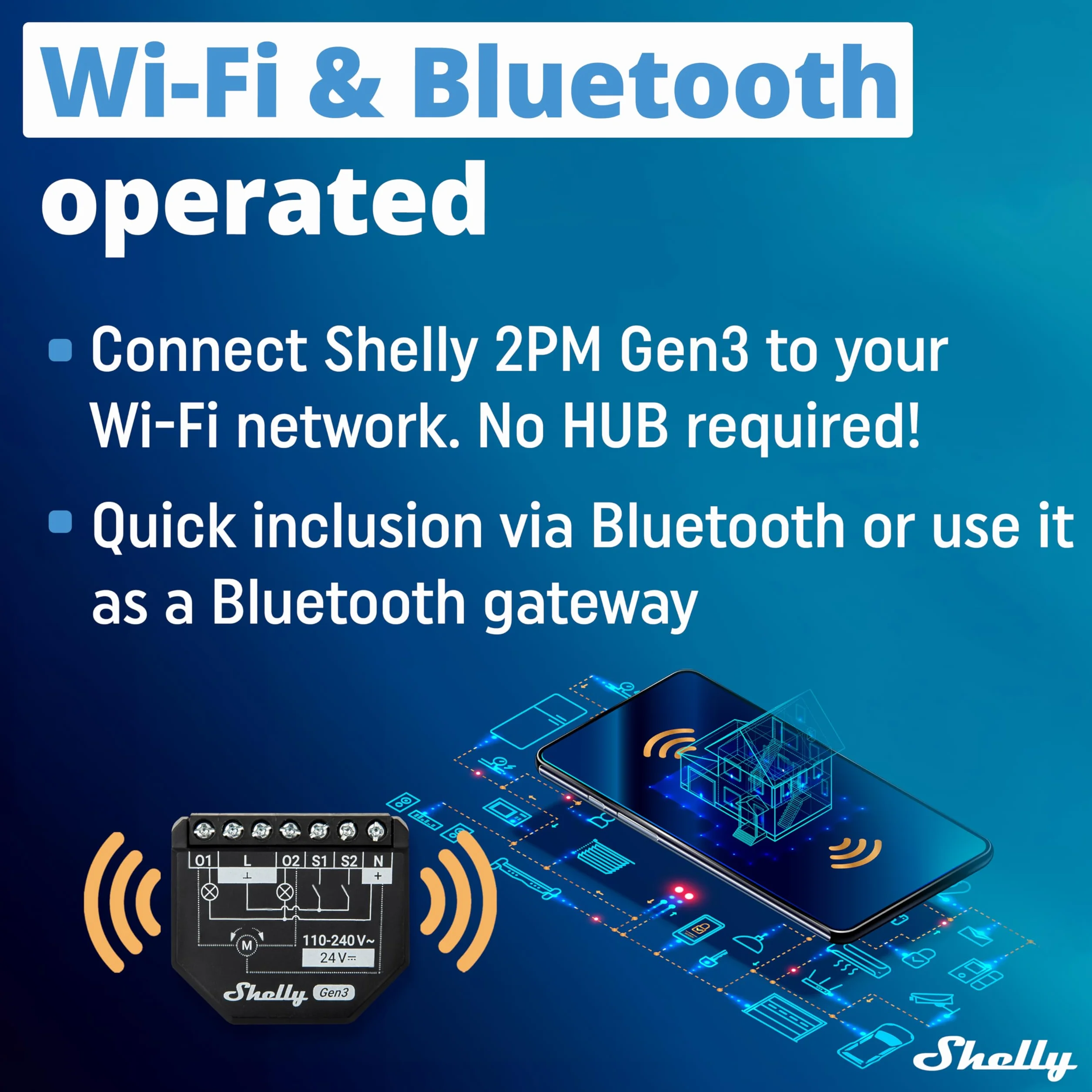Shelly 2PM Gen3 - WLAN Smart Relais Schalter, Rolladenschalter, Stromzähler, 2 Kanäle, 16A, Lichtschalter, Smart Home, Zeitschaltuhr, Alexa & Google Home, Kein Hub Erforderlich (4 Stück)