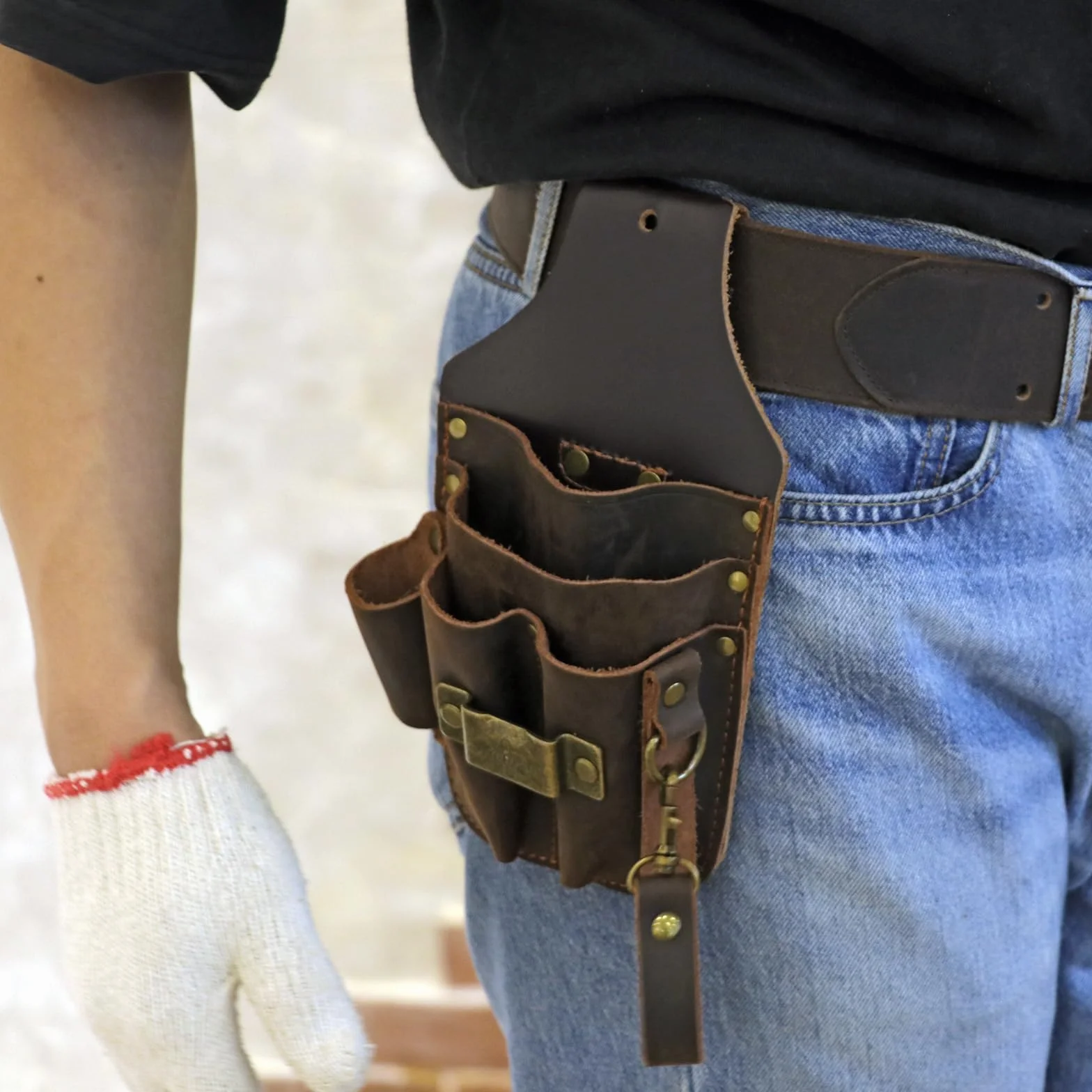 Tourbon Leder-Tooltasche für Handwerker, Zimmermann, Elektriker