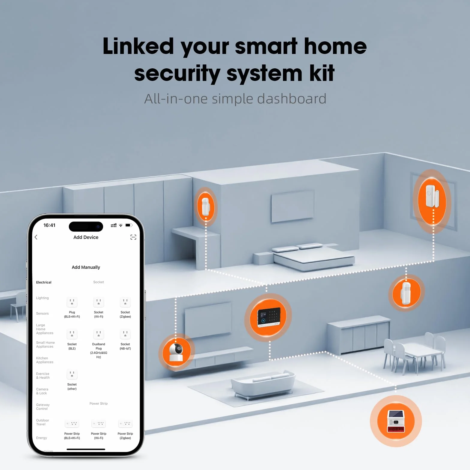 LWOHSI Zuhause alarmanlage mit Kamera, 21-teiliges WiFi+GSM-Einbruchmeldesystem mit Telefon-App-Alarm, 120-Bb-Alarmsirene, kompatibel für Zuhause, Büro