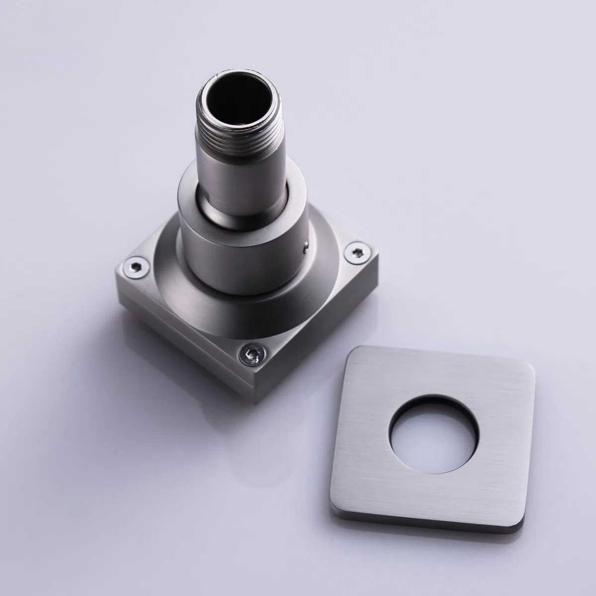 Duschkopf-Sprühdüse, gebürstetes Nickel, Messing, quadratisch, Wandmontage, 2 Funktionen, schwenkbar, Massagedüse, 4 Stück