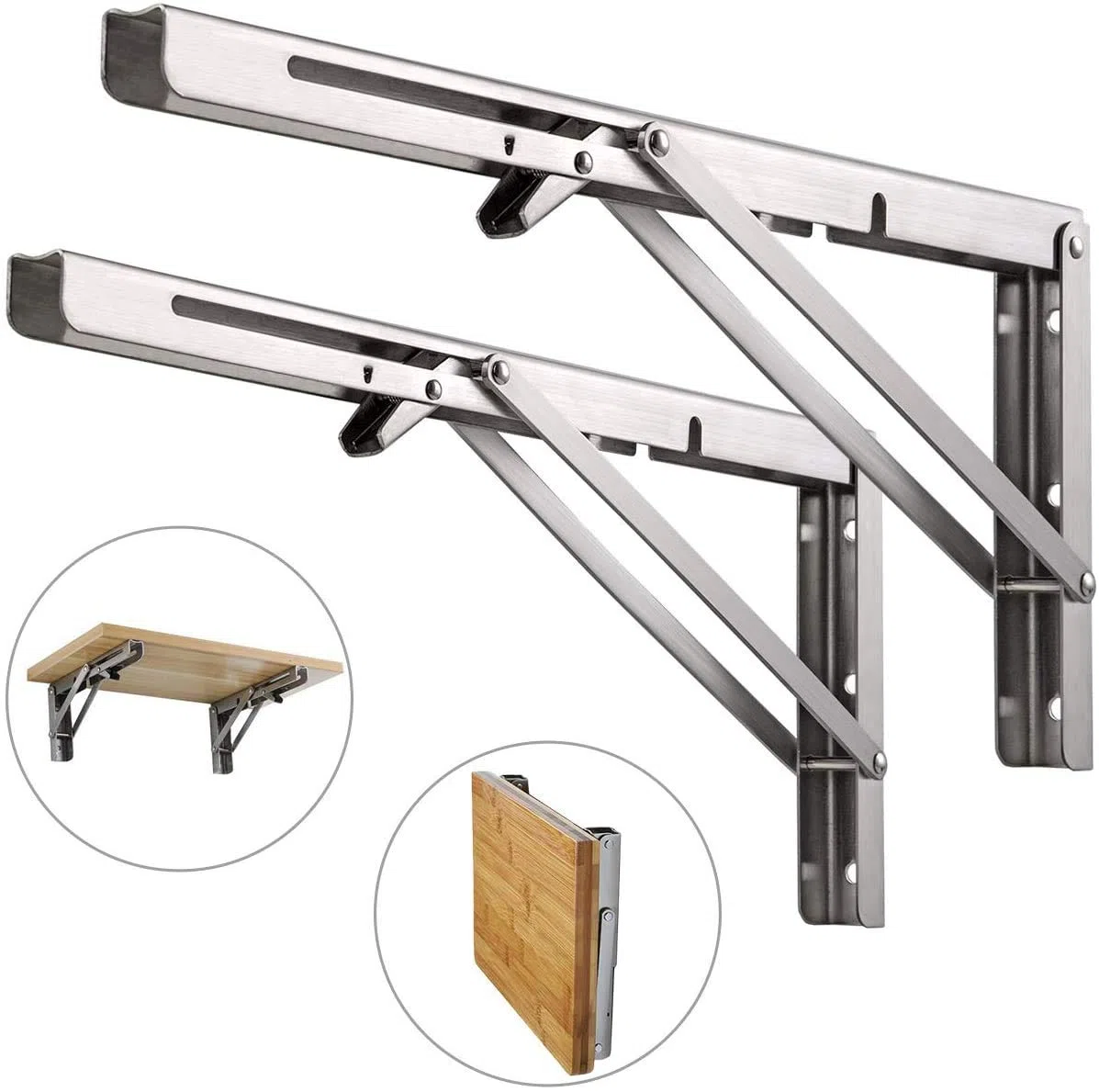 Professionelle Klappkonsole Schwerlast, Edelstahl Klappkonsolen Klappkonsole Tisch Klappregalhalterungen Klappträger Regalträger für Bänke und Regale (500mm, 2 Stück)