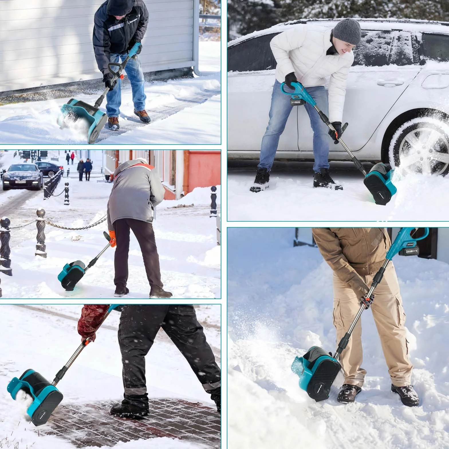 Schneefräse Akku, 900W Elektrischer Schneeschieber mit 2X 3000mAh Akku, 35CM Schneefreiheitsbreite, 15CM Schneetiefe, 7M Wurfweite, Faltbare Aufbewahrung