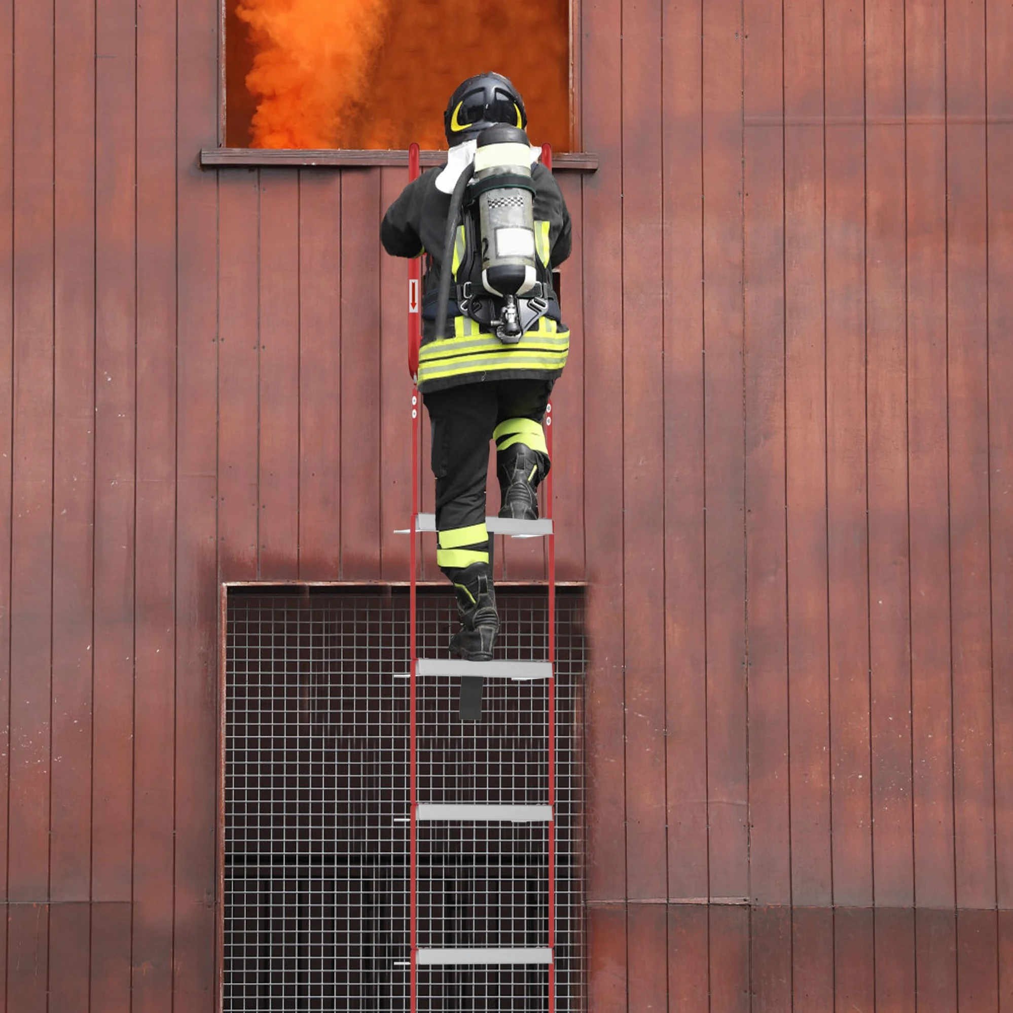 LZQ Feuerleiter Fluchtleiter,Sicherheitsleitern Feuerfeste Rettungsleiter aus Hochfestes Polyester,Max Tragfähigkeit 450 kg,Strickleiter für 3-stöckige Gebäude Balkon Fenster (7.5 M (23 Stufen))