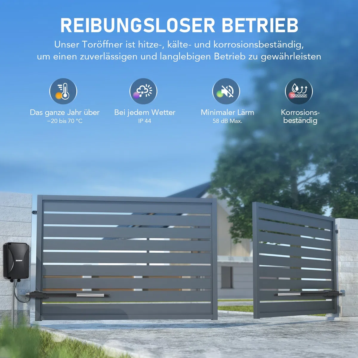CO-Z Automatischer Flügeltorantrieb 800kg Doppelflügeltorantrieb Torantrieb Drehtorantrieb Toröffner Drehtoröffner Set Max. 2,5 m oder 400kg pro Flügel mit 2 Fernbedienungen Swing Gate Opener (40Wx2)