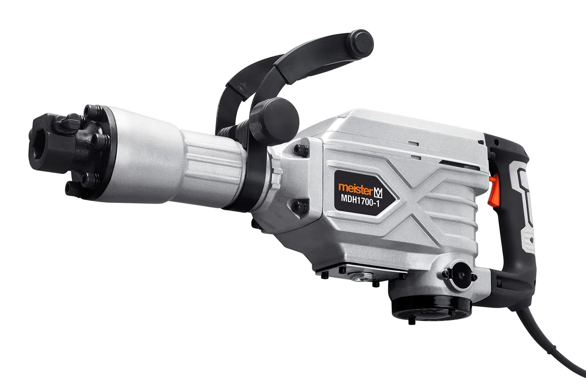 Meister Stemm- und Abbruchhammer 1700 W, MDH1700-1 - SDS-Hex Aufnahme - 50 Joule Schlagenergie - Antivibrationsgriff - Mit Flach- & Spitzmeißel / Stemmhammer im Werkzeugkoffer / Meißelhammer / 5452980