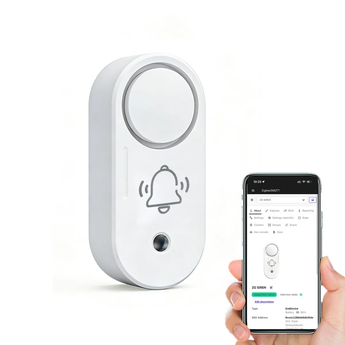 Haozee Zigbee Funk-Sirenenalarm, 110 dB lauter Sicherheitsalarm | batteriebetrieben,smarte App-Steuerung & Szenenverknüpfung, einfache Installation, kompatibel mit Home Assistant