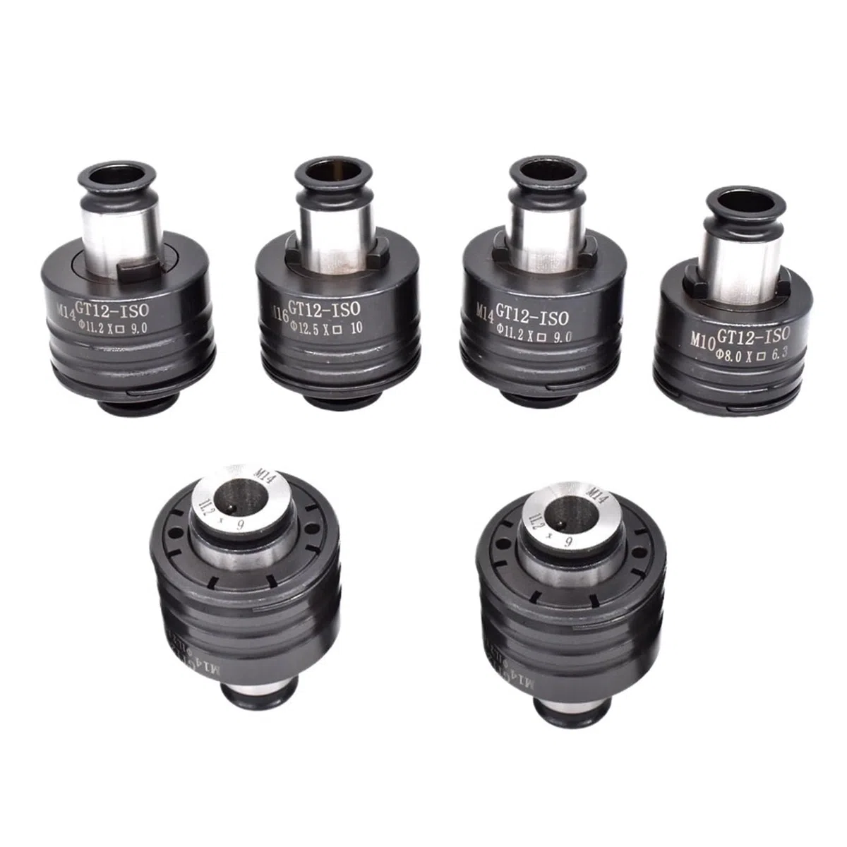 Spannzangensatz GT12 19 mm ISO/DIN/JIS M3-M12 Satz Gewindeschneidzangenfutter Pneumatische Gewindeschneidmaschinenfutter Überlastschutz(DIN 6PCS)
