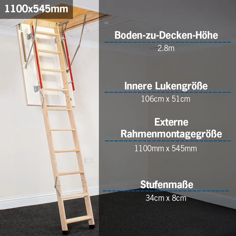 Dachbodenleiter von BPS Access Solutions, mit beidseitigem Handlauf (1100 x 545mm)