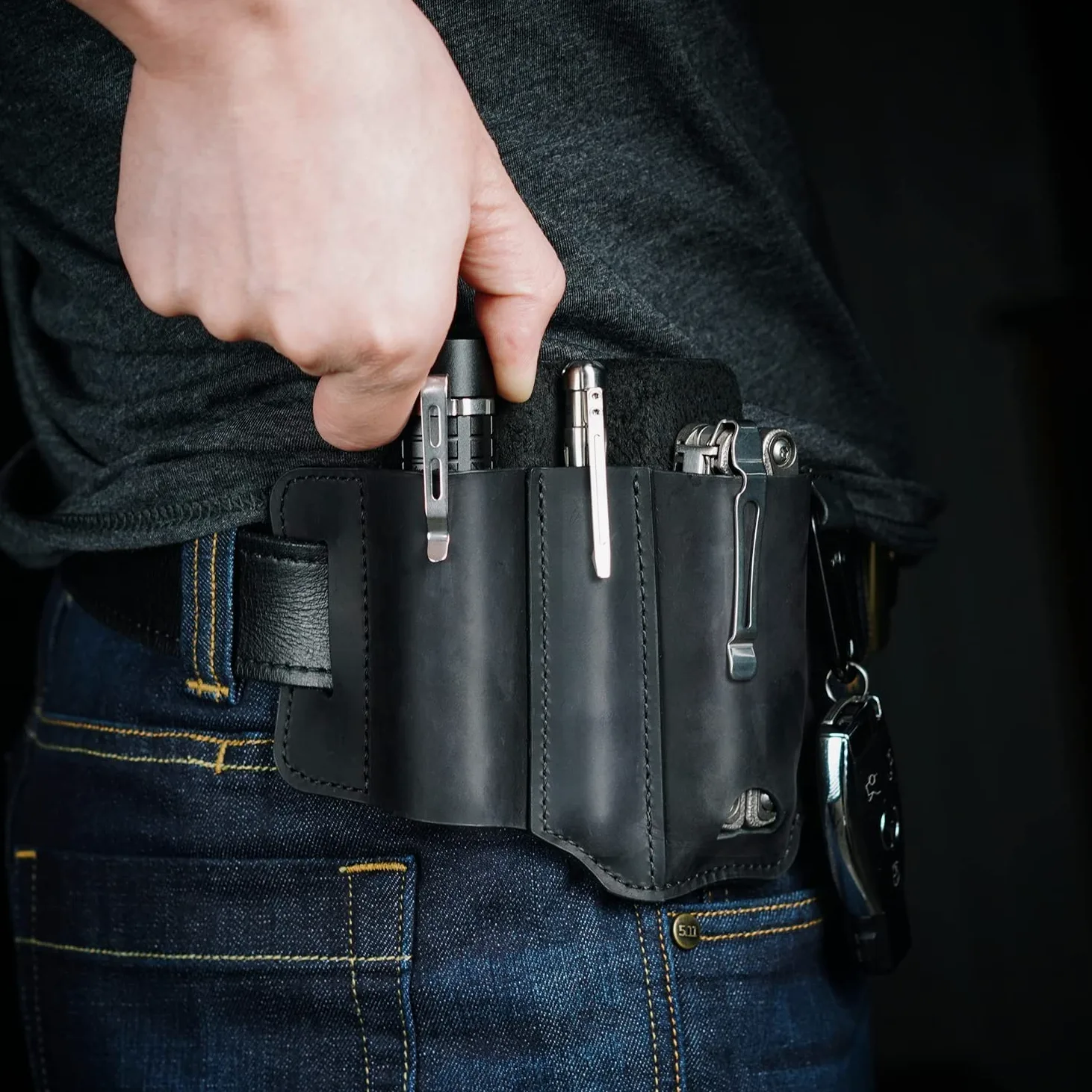 VIPERADE PJ29 EDC Lederscheide, Multitoolscheide/Werkzeuge Holster/Messergürtelscheide/Taschenlampenscheide für Leatherman Multitools/Messerscheide, handgefertigte Organizerscheide