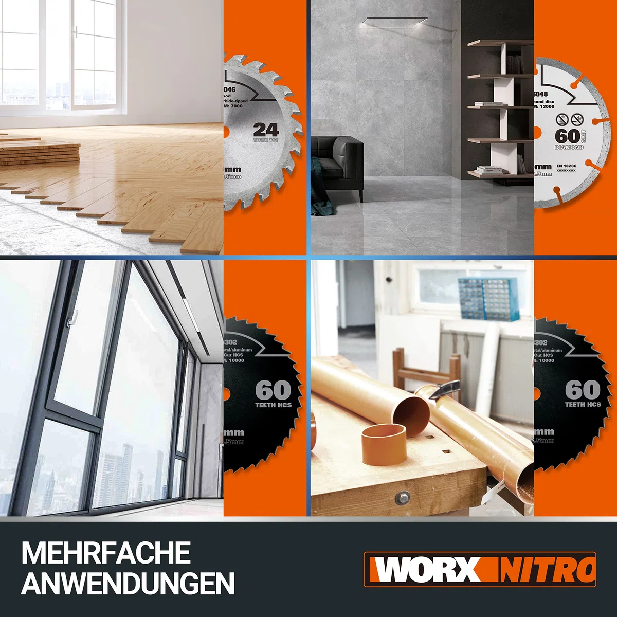 WORX NITRO WX531.9 Akku Kreissäge 20V – Leistungsstarke Bürstenlose Kreissäge für exakte, gerade Schnitte – 120 mm – Schneidet mühelos Holz, Metall, Fliesen & Plastik – ohne Akku & Ladegerät