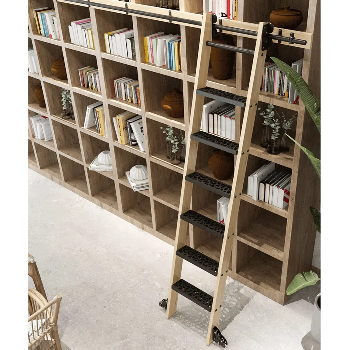 Bibliotheksleiter Rolling Kit Gleitschiene Hardware-Kit Leiterschienensystem Schiebetürschienen-Kit aus Holz Schrank-Kit Rundrohr-Kohlenstoffstahl-Rutsche (Keine Leiter) (Size : 13ft/400cm T