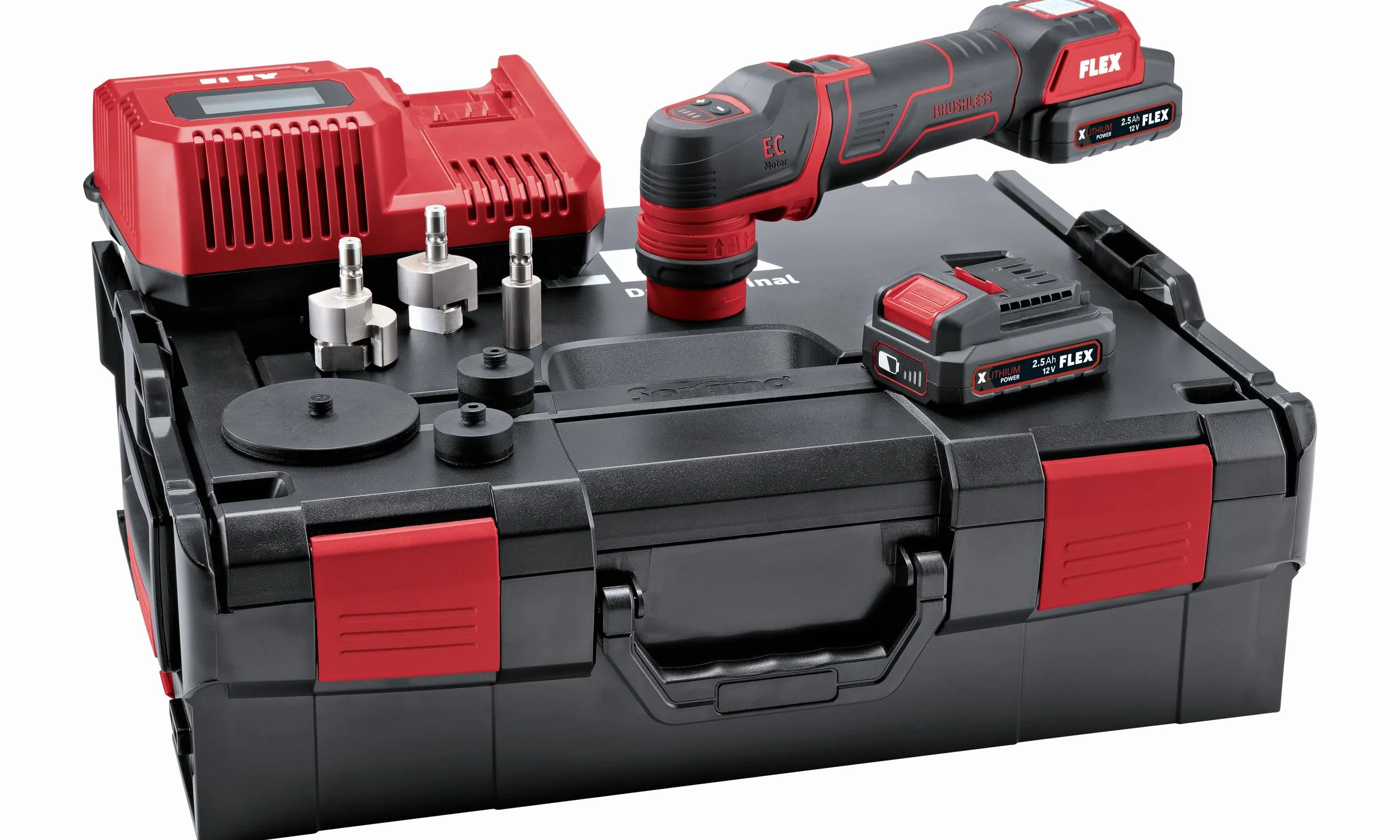 FLEX Akku-Poliermaschine PXE 80 12-EC / 2.5 SET (Akku-Polierer 12 V, Rotativ Und Exzentrisch Freilaufend, Poliermaschine Inkl. 2x 2,5 Ah 12 V Akkus, Schnellladegerät Und Umfangreichem Zubehör)532268