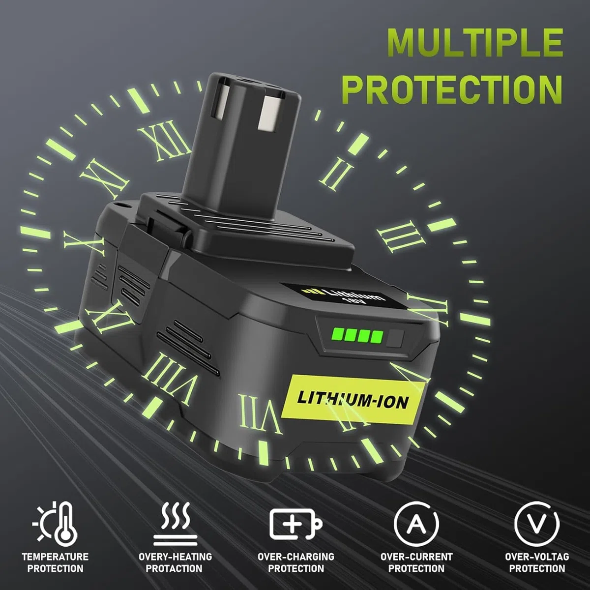 2 Pack 18V 8.0Ah/8000mAh Lithium-Batterie und P117 ladegerät für Ryobi P108 akku One+, Li-ION-Ersatzbatterie und Ladegerät für Ryobi 18V One+ P107 P108 P104 P105 P102 P103 Werkzeuge