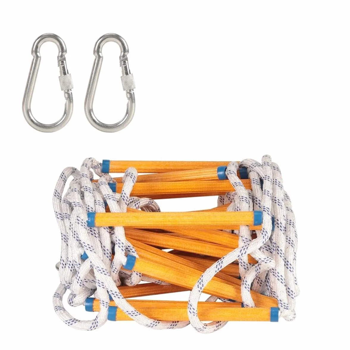 Saitenleiter 20 m, Feuerwehrleiter mit 2 Haken, feuerfest und widerstandsfähig, belastbar bis 200 kg, für Erwachsene und Kinder
