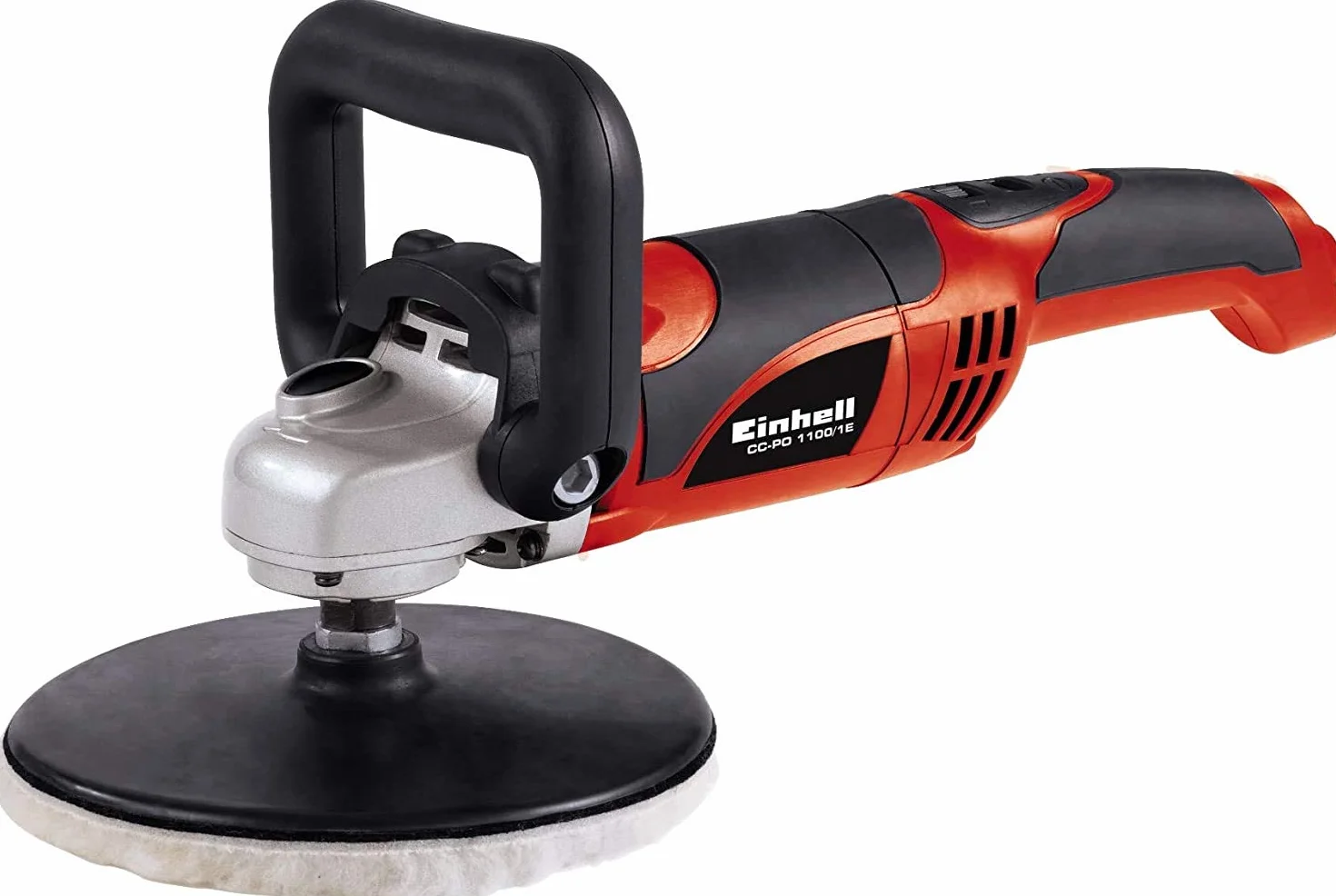 Einhell Polier- und Schleifmaschine CC-PO 1100/1E (1.100 W, bis 3.500 min-1, Drehzahlelektronik, Spindelarretierung, Kletthaftung, inkl. 1x Schaumstoffaufsatz, 2x Synthetikpolierhaube, Schleifpapiere)