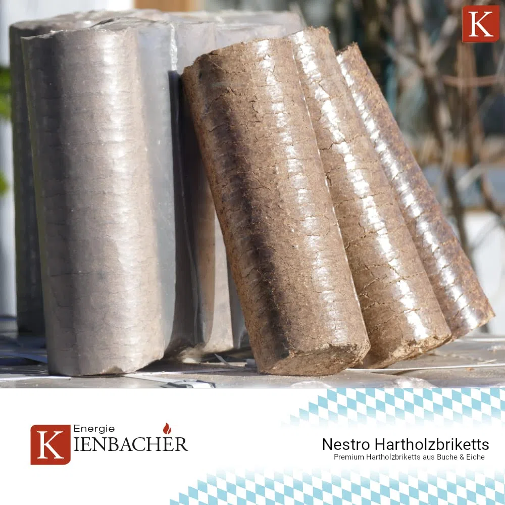 960kg Palette Holzbriketts Nestro Hartholz Briketts Rund Kamin Ofen Brikett Heizbriketts Buche und/oder Eiche Kohle ersetzt ca. 5Ster Brennholz (ENERGIE KIENBACHER BRENNHOLZ, BRIKETTS & CO.)