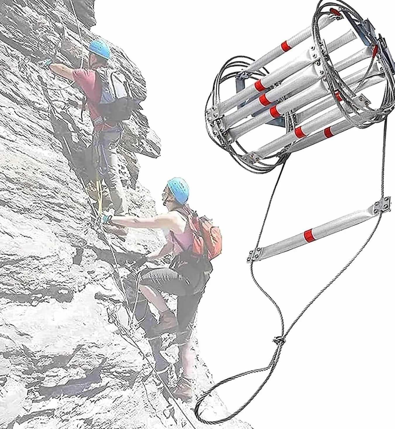 Strickleiter,Strickleiter Rettungsleiter,Aluminiumlegierung,Feuerleiter,Notausgangsleiter,Sicherheitsleitern,Schwer Entflammbare Feuerfeste Rettungsleiter,Tragfähigkeit bis zu 420 kg (10m)