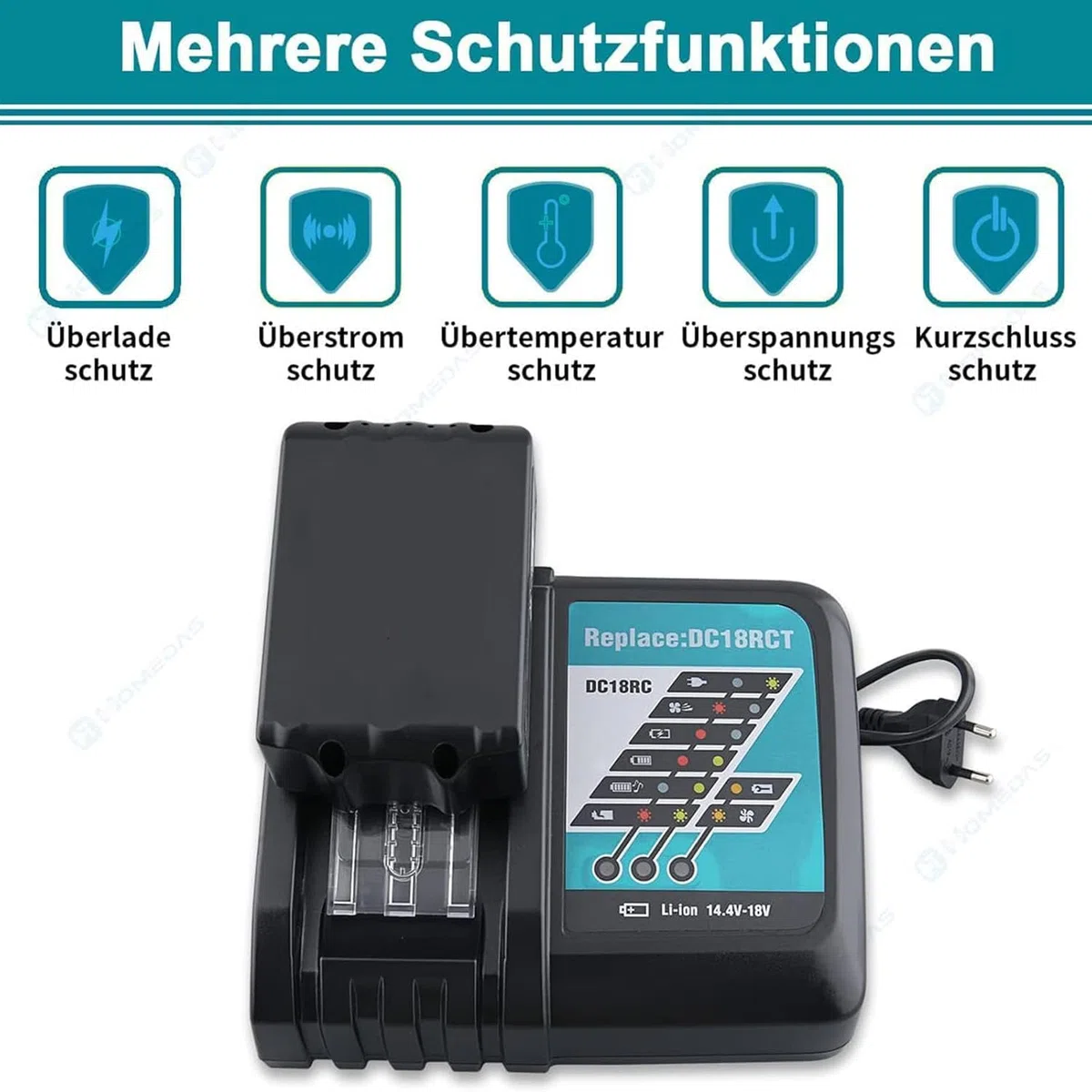 Ersatzakku für Makit Akku 18V 2X 5500mAh Ersatzakku Kompatibel mit 18V Akku mit DC18RC Ladegerät Kompatibel mit BL1860 BL1860B BL1850 BL1850B BL1840 BL1830 BL1820 LXT400