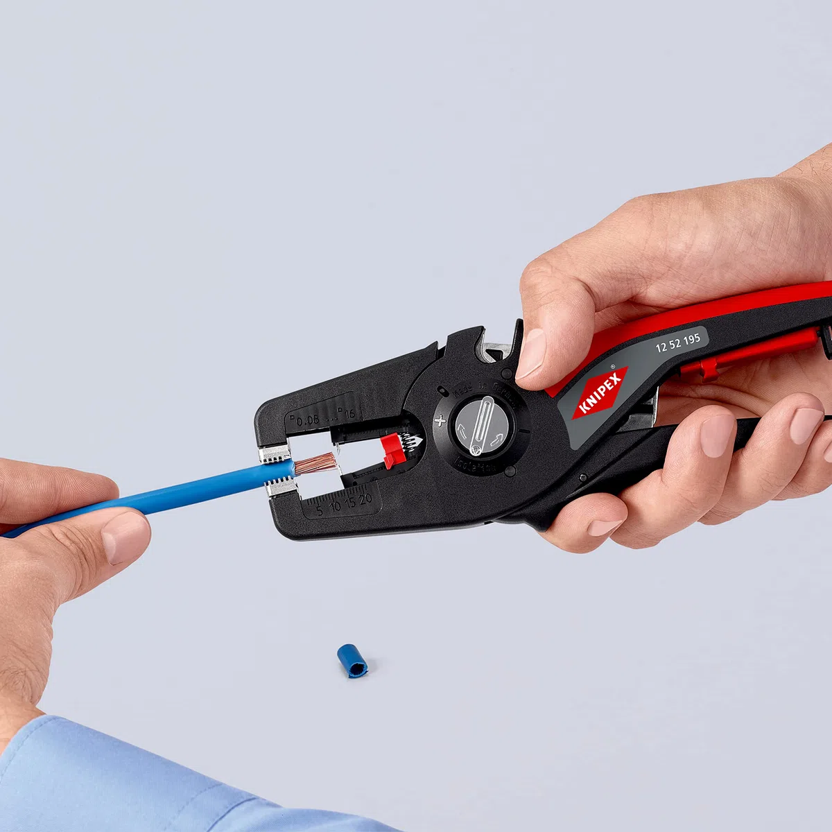 KNIPEX PreciStrip16 Automatische Abisolierzange, in Blister, 0,08-16 mm², Feinjustierung, einstellbarer Längenanschlag, 12 52 195 SB