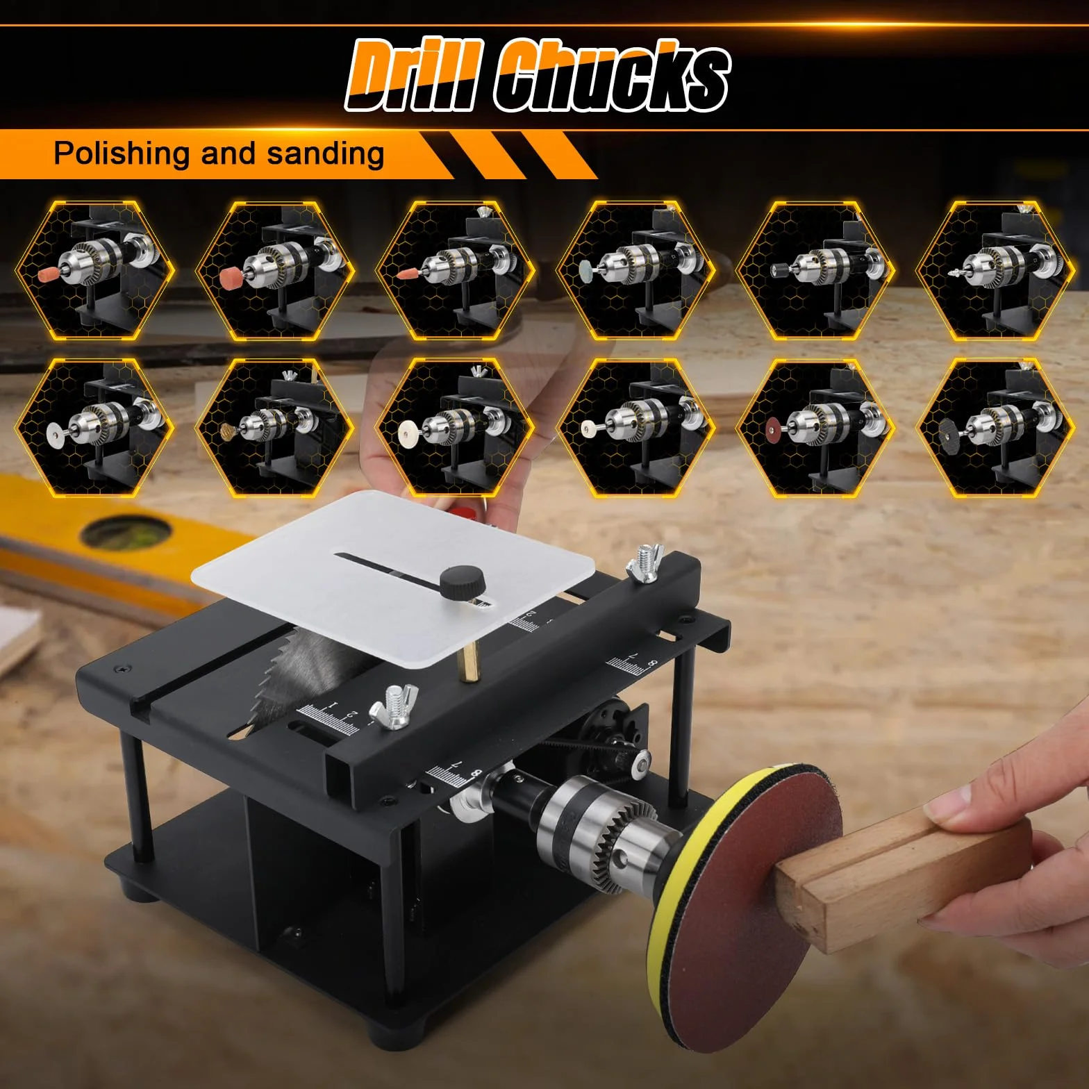 Mini Tischkreissäge, 100W Tragbare Kleine Desktop Elektrosäge, 7-Geschwindigkeit 30mm Schnitttief, Präzisions Hobby Tischsäge mit Gürtelschleiften für Holz, Hobbyhandwerk, Holzbearbeitung