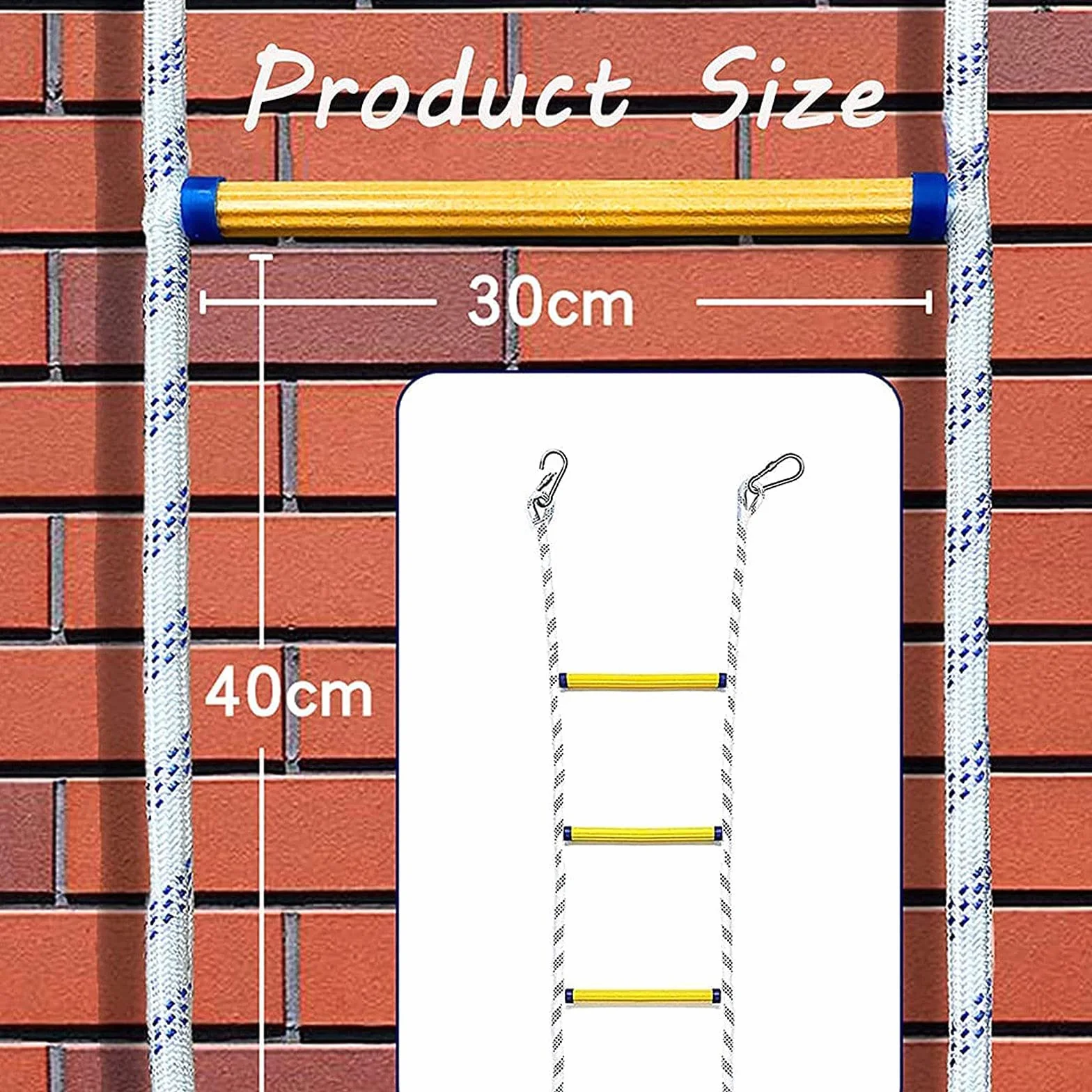 PHONME 3m 5m 8m 10m 15m 20m Strickleiter Feuerleiter Fluchtleiter Rettungsleiter Notleiter Mehrzweckleiter Feuerleiter Tragfähigkeit bis zu 420 kg mit Haken Für Feuerleitern Und Balk(Size:20m)