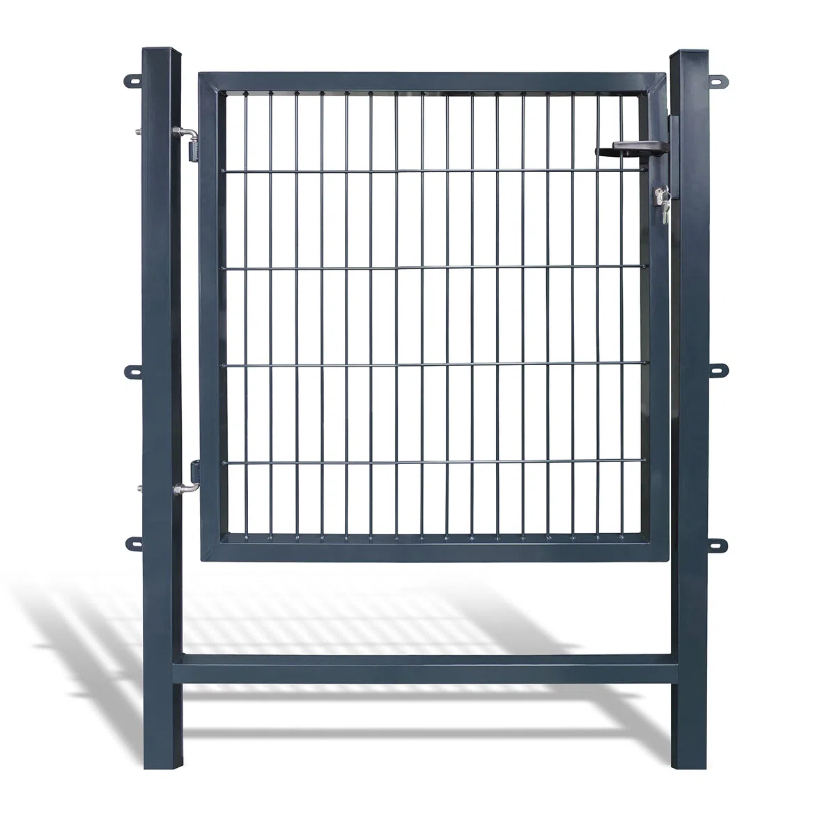 Gartentore Easy mit 100 cm Breite - Farbe und Höhe wählbar (Besonderheit : kein ausrichten der Pfosten notwendig durch Querverbindung !) Tor für Doppelstabmattenzaun (H 100 x B 100 cm, anthrazit))