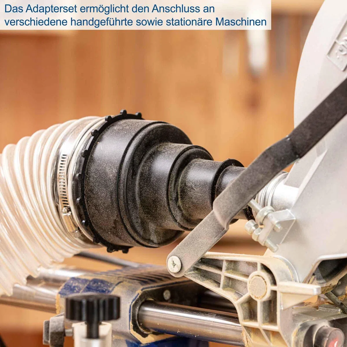 Scheppach Absauganlage DC100 Späneabsaugung mit 4 tlg. Adapterset | Luftleistung 215 m³/h | Füllmenge 65L | Unterdruck 25kPa | Leistung 1200W | Schlauchlänge 2m | inkl. Filterpatrone & 4x Papierfilter