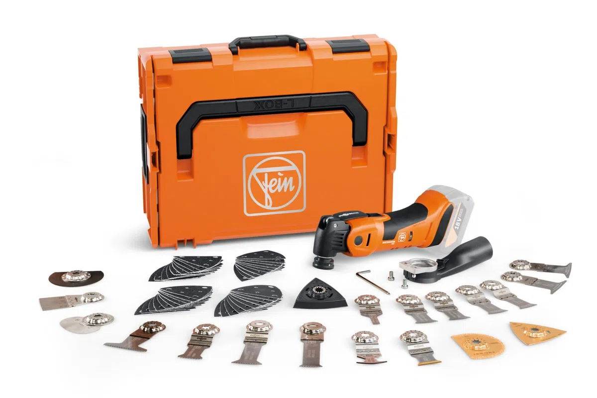 Fein Akku Multimaster AMM 700 MAX TOP AS (18 V, ohne Akku, AMPShare, StarlockMax, Multitool inkl. Zubehör-Set 60-teilig für Holz, Kunstsoff + Metall, Multifunktionswerkzeug, in L-Boxx) 71293663000