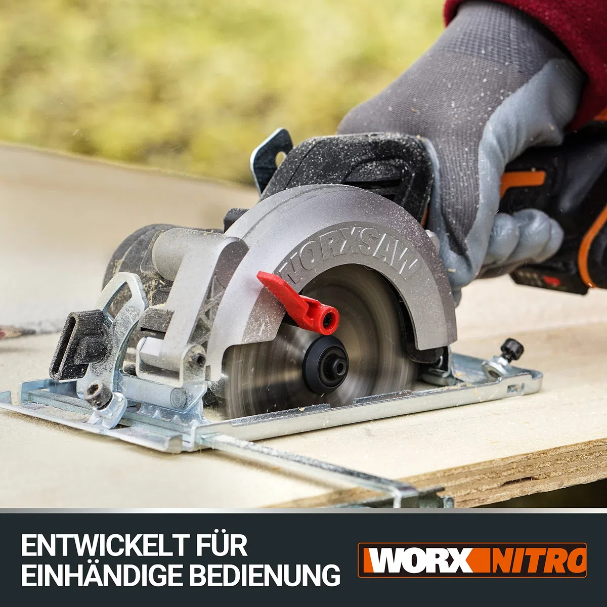 WORX NITRO WX531.9 Akku Kreissäge 20V – Leistungsstarke Bürstenlose Kreissäge für exakte, gerade Schnitte – 120 mm – Schneidet mühelos Holz, Metall, Fliesen & Plastik – ohne Akku & Ladegerät