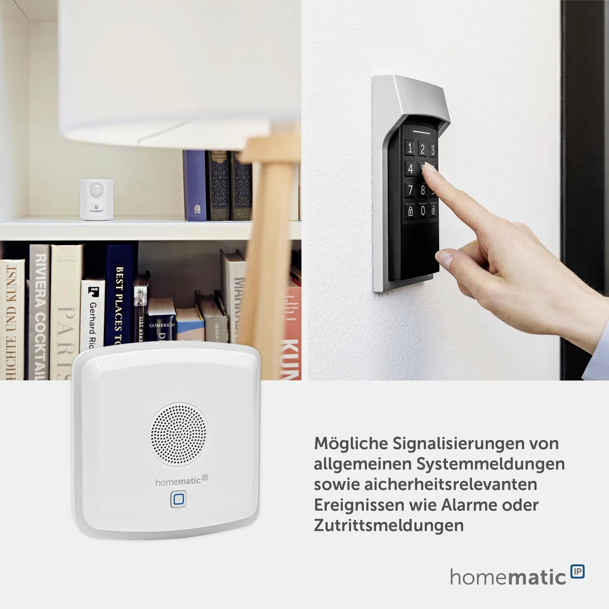 Homematic IP Smart Home Kombisignalgeber, akustisches + optisches Signalisieren, Gong für Türklingel ohne Kabel, Batteriebetrieb, Einstellung per App, Alexa & Google Assistant, 152348A0