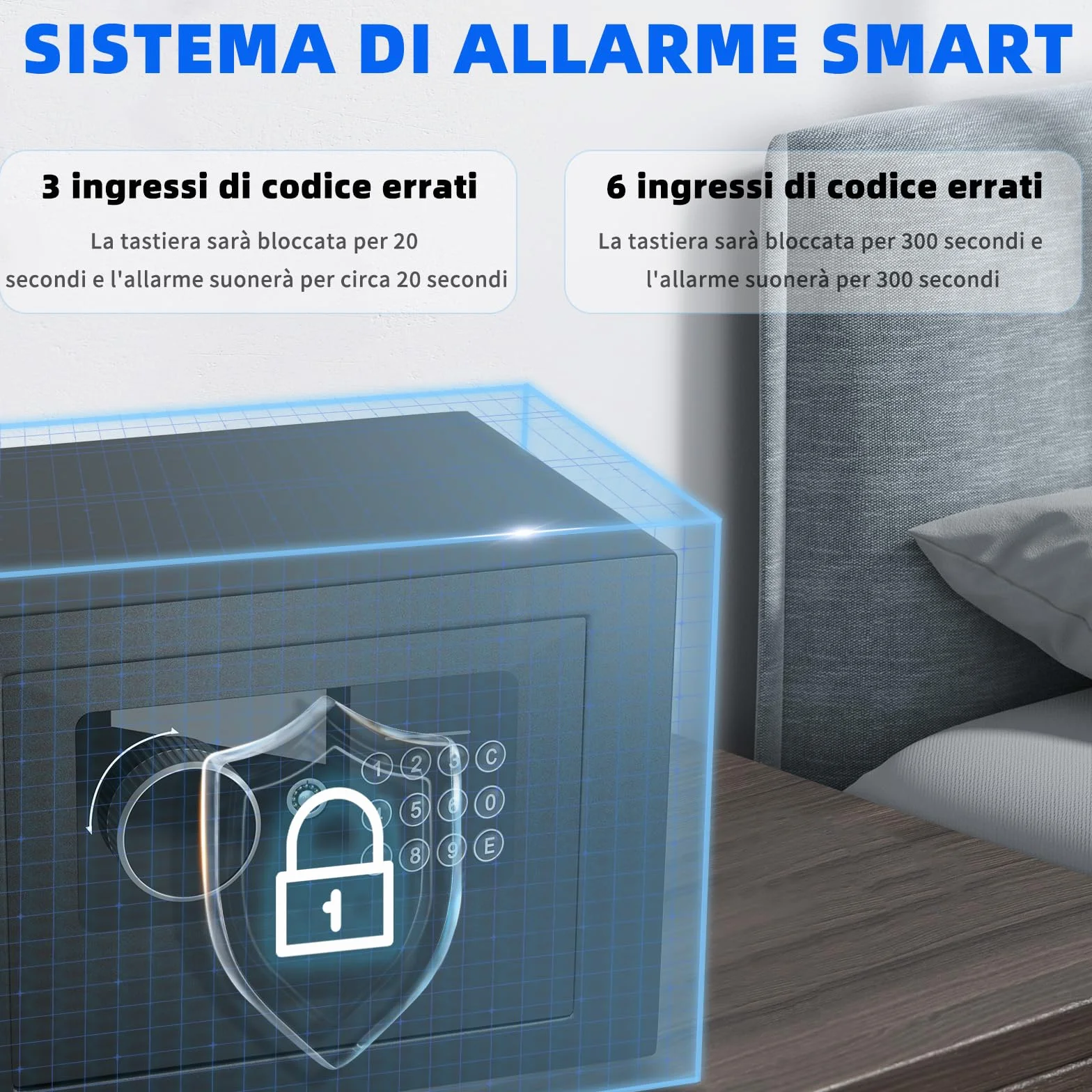6.6L Tresor Für Zuhause, Diebstahlsicherer Elektronischer Safe Mit 2 Schlüsseln, Tresor wasserdicht, Digitaler Sicherheitsbox Für Wertsachen Wie Geldpistolen und Bargeld