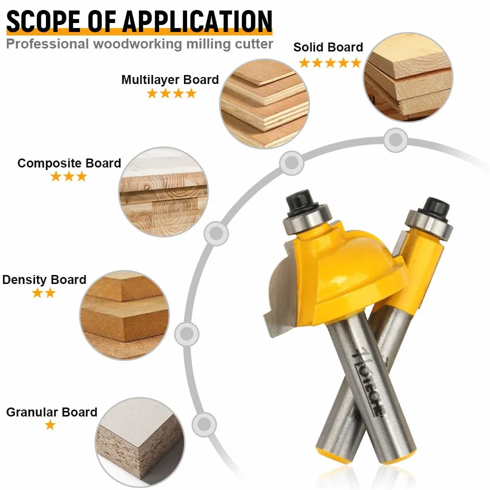 Hoteche Fräser Set für Oberfräsen 35-teilige, Schaft 8mm Oberfräser Set Holzbearbeitung Swerkzeugen,für Holzfräser in Industrie-Qualität für hartes und weiches