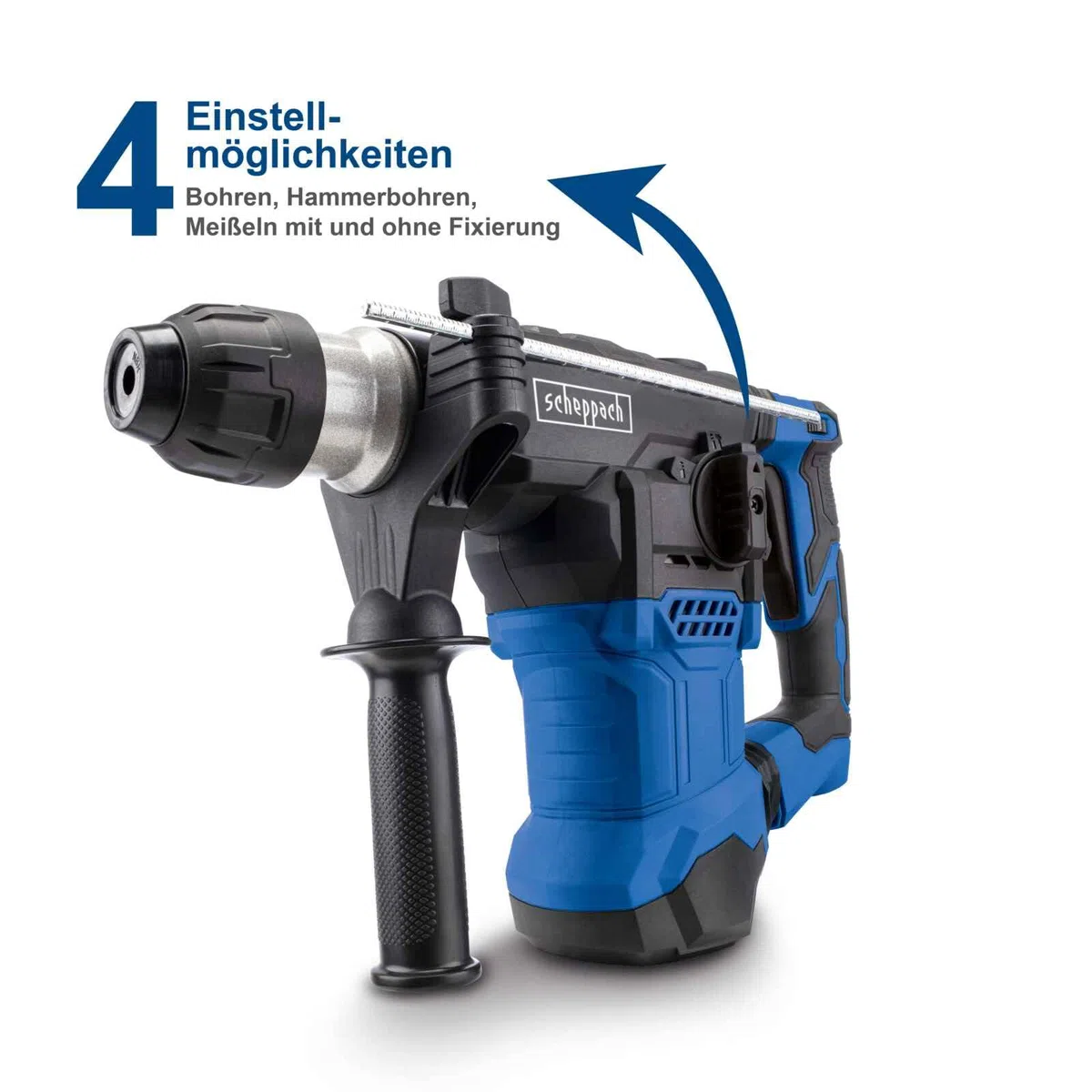 Scheppach Bohrhammer DH1500 Plus 4in1 SDS-Plus | 1500W / 7Joule Abbruchhammer | 6 Geschwindigkeiten 0-920U/Min | 4250bpm Schlagzahl Anti-Vibrationsgriff | 32mm Bohrleistung | inkl. Zubehör & Koffer