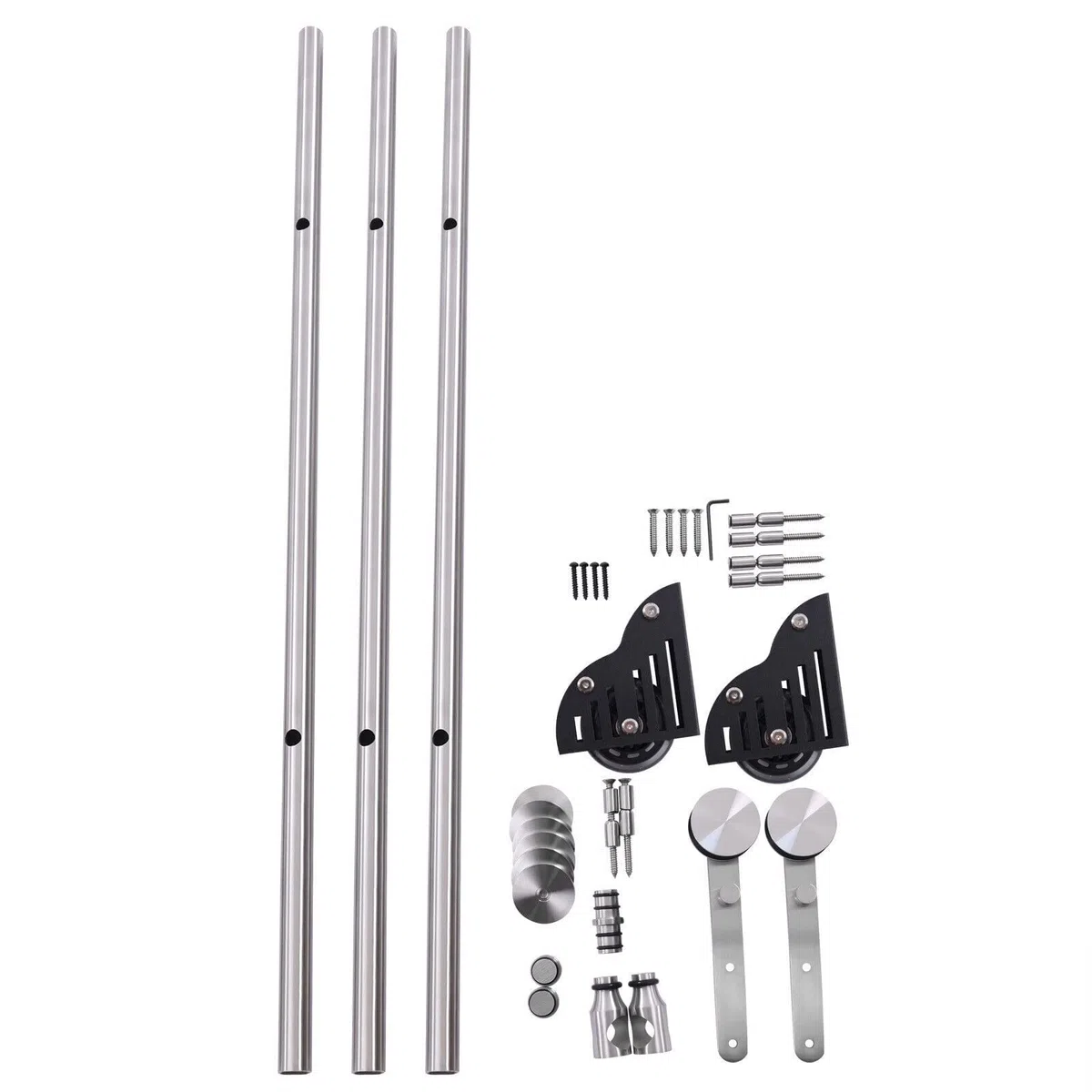 Schiebeleiter-Hardware Komplettset Bibliotheks-Rollleiter-Schienen-Set, Edelstahl-Rollen-Bibliotheksleiter-Schiene, Bücherregal/Bar/Schrank-Rollleiter-Set, Mit Bodenrolle Wh (600 cm (19,7 Fuß) Schie